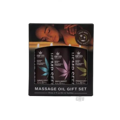 Hemp Seed Massage Oil Trio Gift Set Valentines Day Collection 2 Oz