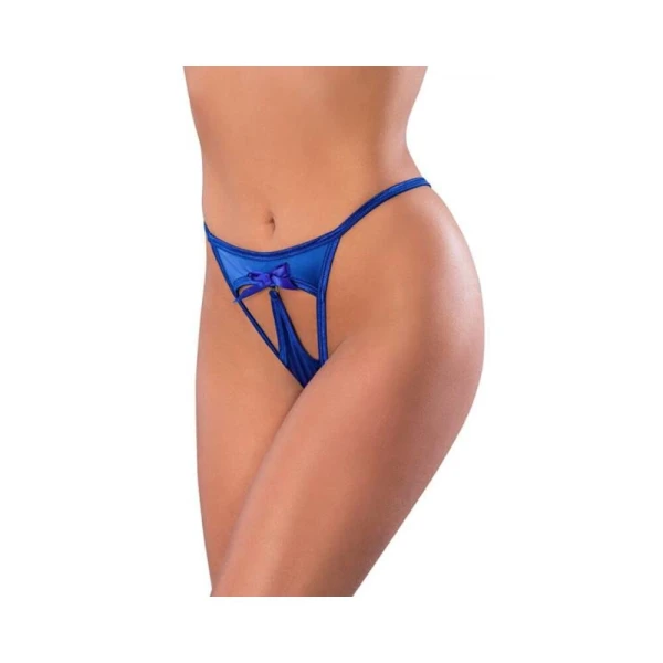 Women's Lingerie: Magic Silk Holidaze Pull Open G-string Cobalt S/m