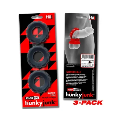 Hunkyjunk Superhuj 3 pack Cockrings Tar Ice