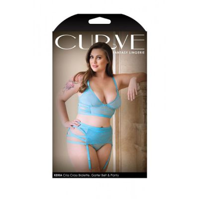 Curve Keira Criss Cross Bralette Garter Belt Panty Plus Size