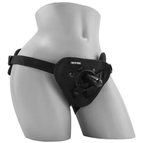 Vac-U-Lock Supreme Harness With Vibrating Plug Black