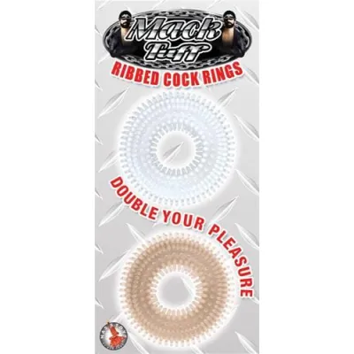 Mack Tuff Ribbed Cock Rings Clear and Smoke