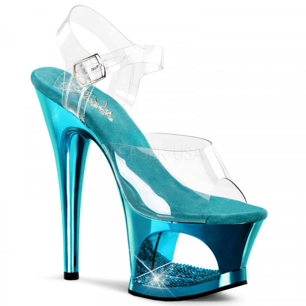 MOON-708DMCH - 7" Heel, 2 3/4" Cut-Out PF Ankle Strap Sandal