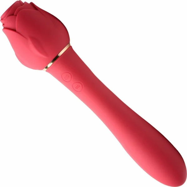 INMI Bloomgasm Dual-Ended Rose Wand Vibrator and Air Pulse Stimulator