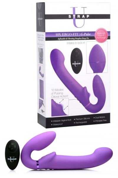 Strap U G-Pulse Inflatable & Vibrating Strapless Strap On With Remote