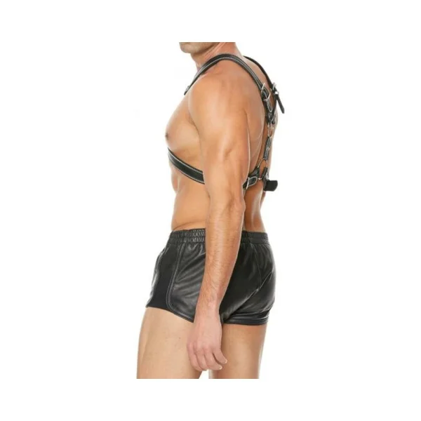 Premium Leather O-ring Zipper Series Bulldog Harness S/m Black — image 8 of 8