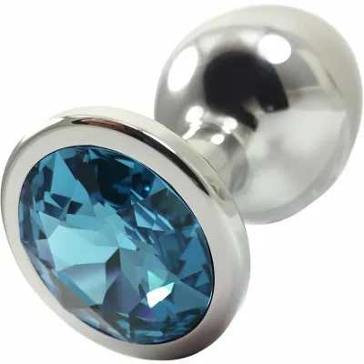 Pretty Plugs Aqua Crystal And Stainless Steel Butt Plug Medium