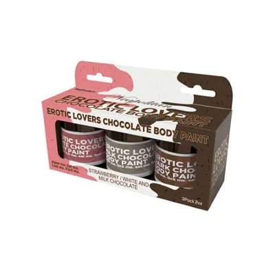 Erotic Lovers Chocolate Body Paint Neapolitan White Chocolate Milk Chocolate and Strawberry 3 Pack