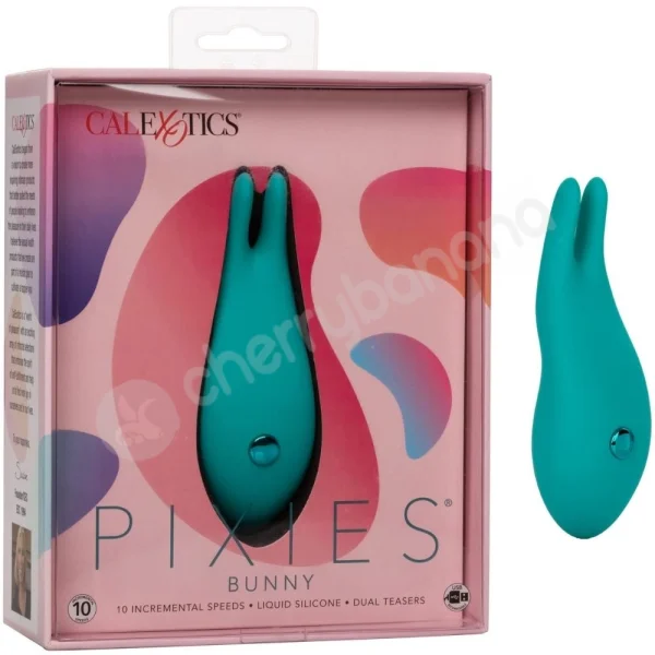 Calexotics Pixies Bunny Teal Curved Clit Stimulating Vibrator
