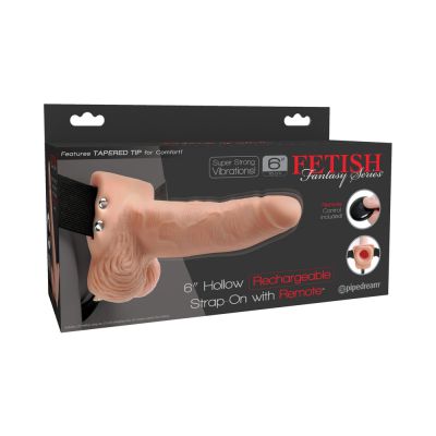 Fetish Fantasy 6in Hollow Rechargeable Strap on With Remote Flesh