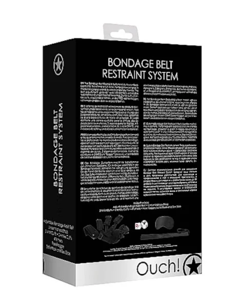 Bondage Belt Restraint System- Black - Black