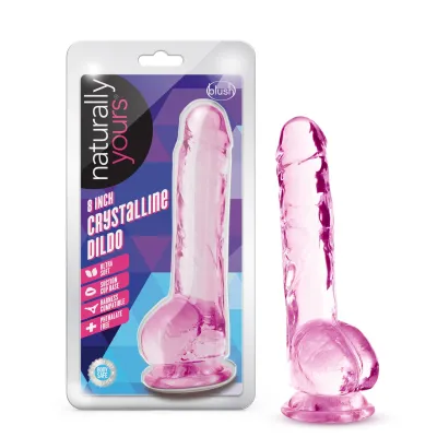 Naturally Yours 8 Inch Crystalline Dildo Rose