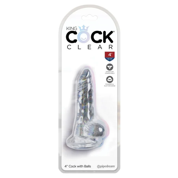 King Cock Clear 4'' Cock with Balls