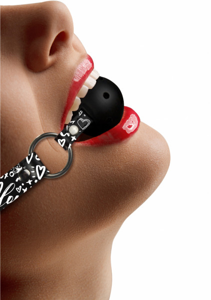 Breathable Ball Gag Love Street Art Fashion Black — image 5 of 15