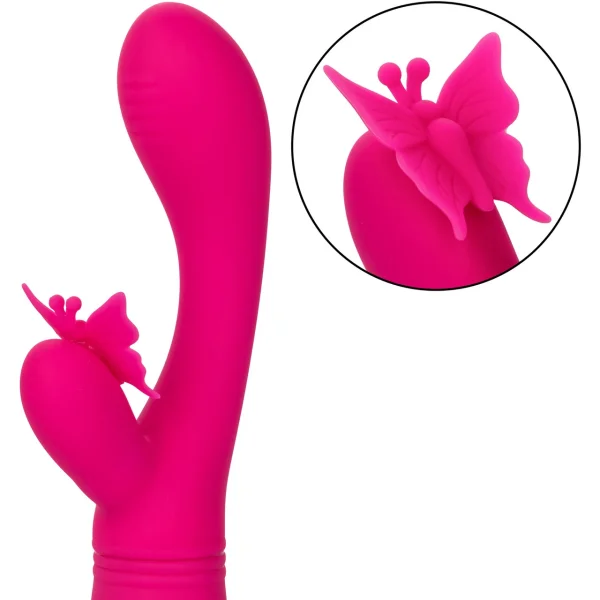 Rechargeable Butterfly Kiss Silicone Flutter Dual Stimulation Vibrator By CalExotics - Pink
