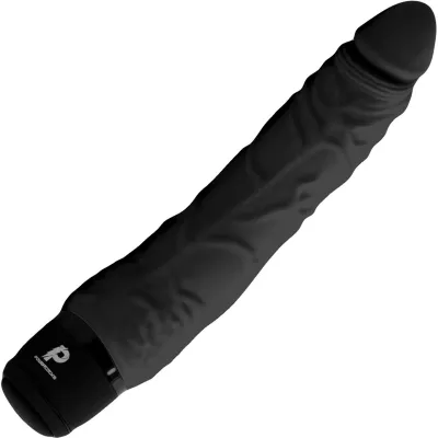 Powercocks Realistic Silicone Waterproof Rechargeable 7 Vibrator Black