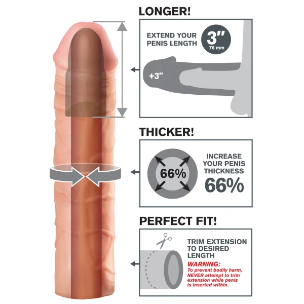Fantasy X-Tension Mega 3-Inch Penis Extension Sleeve - Flesh