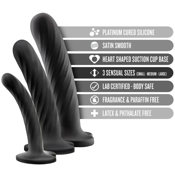 Blush Temptasia Twist Kit Silicone Suction Cup Dildos, Set of Three