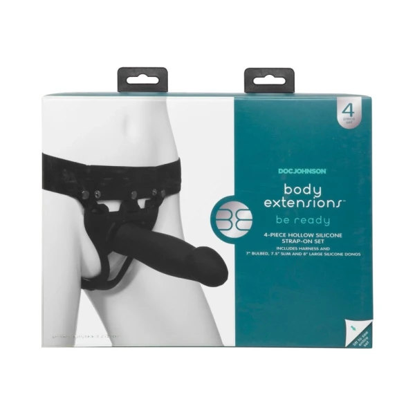 Be Ready Body Extensions Hollow Strap-on 4-piece Set Black