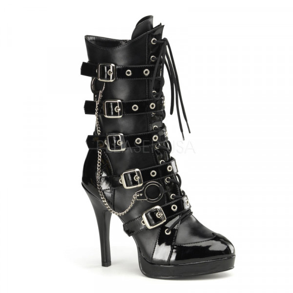COP-911 - 4 1/2" Heel, 1/2" P/F 5 Buckle Strap Calf Boot, Sexy Police