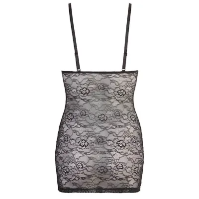 Lace Dress With Wet Look Stripes