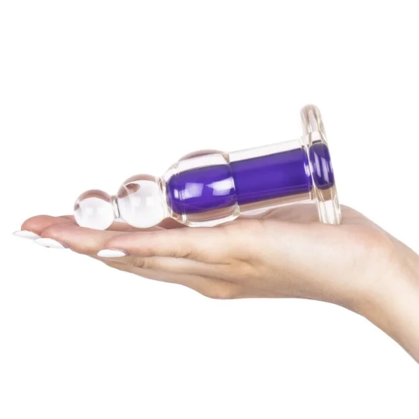Bondara Clear Purple 10 Function Beaded Butt Plug – 4.5 Inch