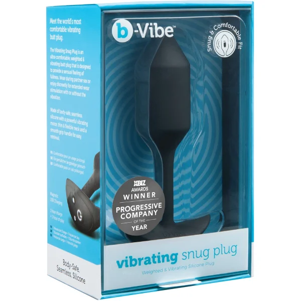 b-Vibe Vibrating Snug Plug Weighted Silicone Butt Plugs with Vibration 2 Sizes