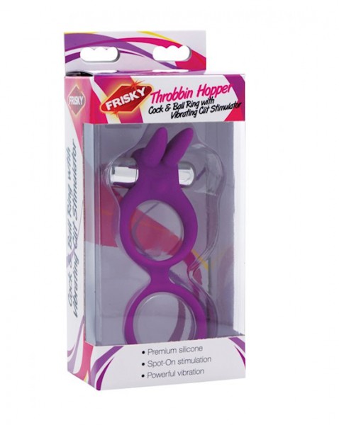 Throbbin Hopper Cock And Ball Ring With Clit Stimulator - Purple