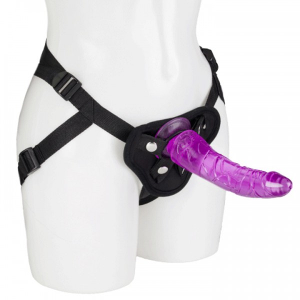 Bondara Crystal Clear Purple Strap-On – 8 Inch