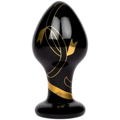 Glacier Glass Gold Rush Black Butt Plug 3 5 Inch