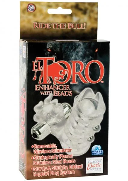 El Toro Enhancer With Beads With Removable Stimulator Waterproof 3.5 Inch Clear — image 4 of 4