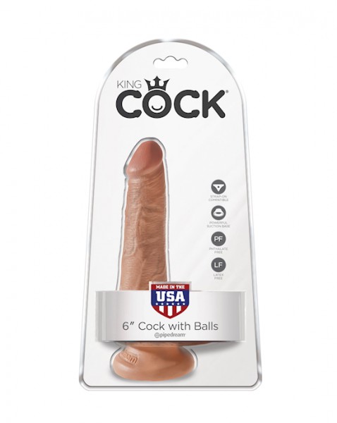 King Cock 6 Inch Cock With Balls - Tan - 6 Inch