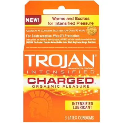 Trojan Intensified Charged Orgasmic Pleasure Condoms 3 Pack