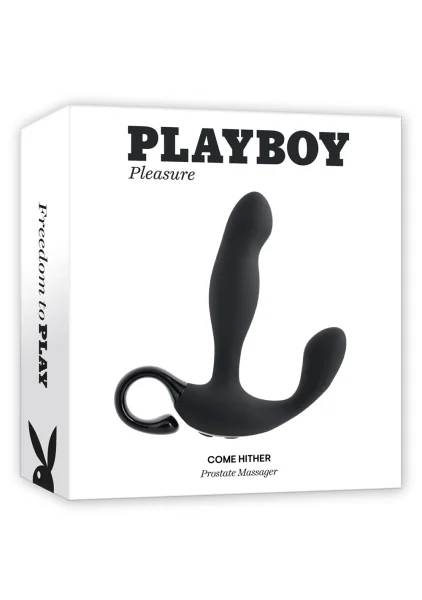 Playboy Pleasure Come Hither Silicone Rechargeable Vibrating Prostate Massager With Remote - Black