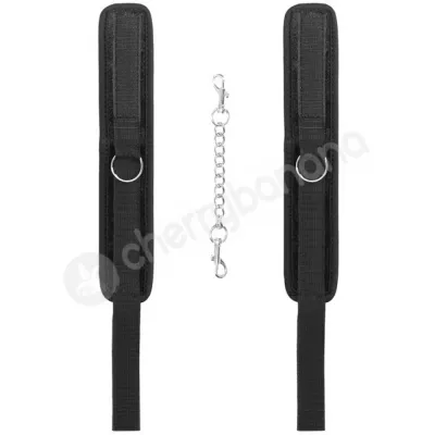 Ouch Velvet Velcro Adjustable Black Ankle Cuffs