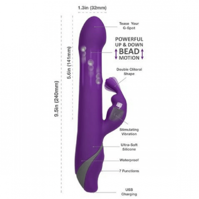 Commotion Rhumba Rotating Beads Silicone Rabbit Vibrator