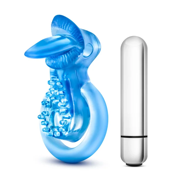 Stay Hard 10 Function Vibrating Tongue Ring Blue — image 8 of 14