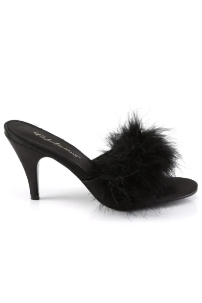 Amour 3" Heel Black Marabou Puff Slipper By Fabulicious by Pleaser