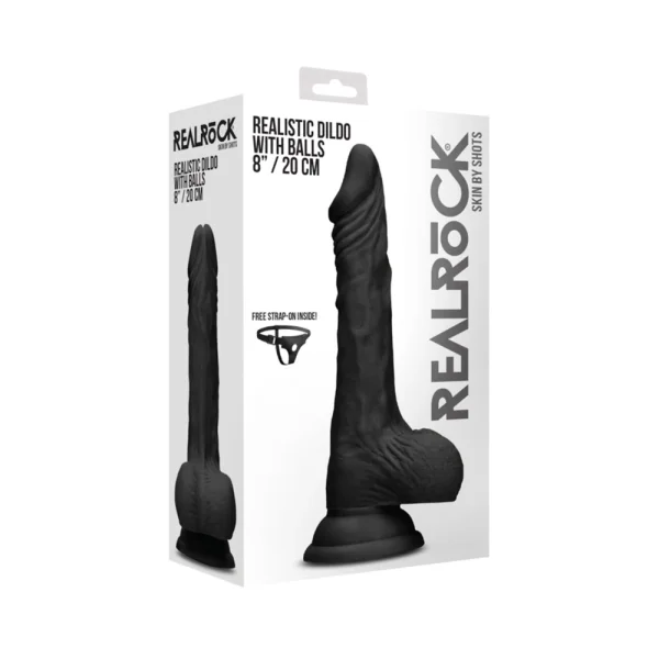Realrock - 8 / 20 Cm Realistic Dildo With Balls - Black — image 11 of 11