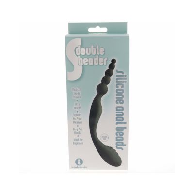 S Double Header Double Ended Silicone Anal Beads Black