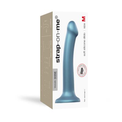Strap on Me Duck Egg Blue Metallic Shine Mono Density Dildo Medium