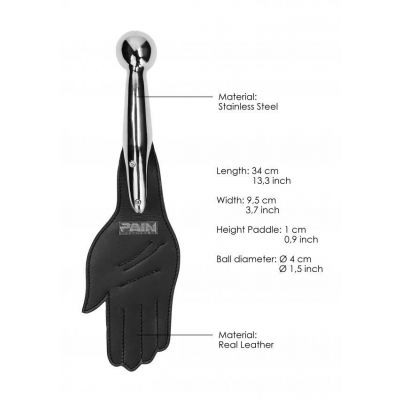 Saddle Leather Hand Paddle Metal Ball Handle Black
