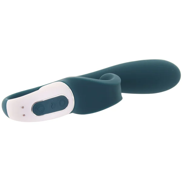 Satisfyer Hug Me Silicone Rechargeable Flexible App Enabled Dual Stimulation Vibrator - Steel Blue