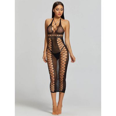 Bondara Flirt Black Crisscross Midi Halter Dress
