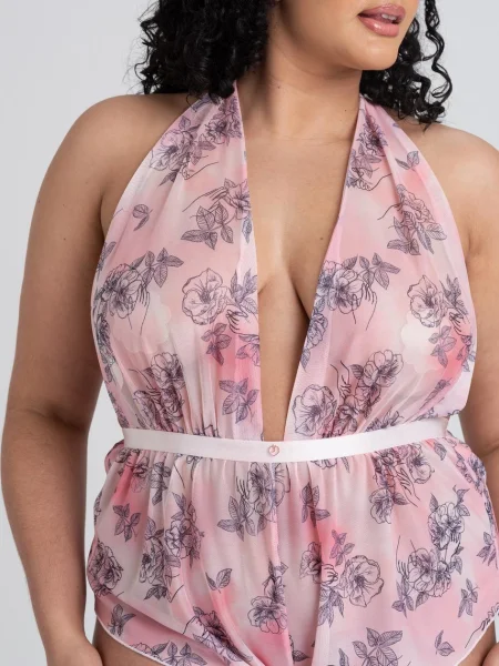 Lovehoney Plus Size Rose Embrace Pink Teddy
