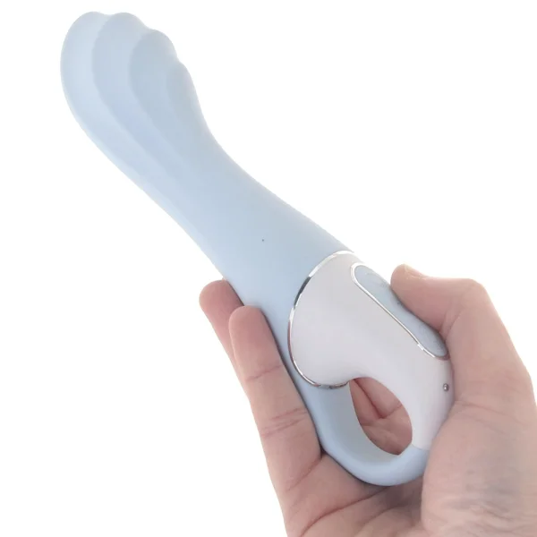 Satisfyer Air Pump Vibrator 5+ App Enabled Inflatable 12-Function G-Spot Vibrator - Blue