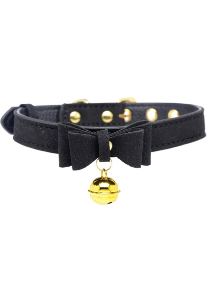 Master Series Golden Kitty Cat Bell Collar - Black & Gold