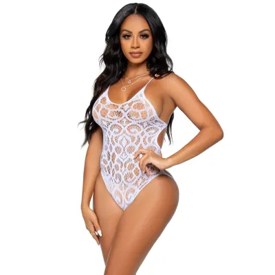 Strappy Back Lace Teddy One Size White