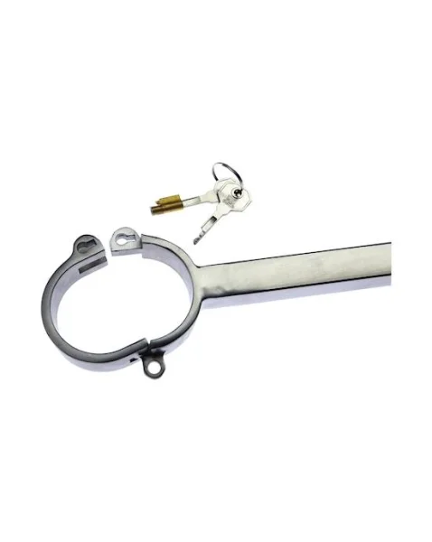 Kink Range Male Spreader Bar With Neck Cuff  - Silver