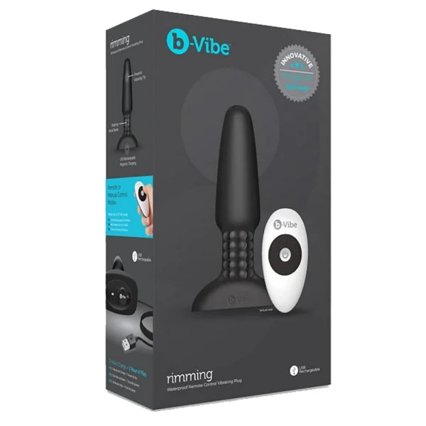 b-Vibe Rimming Plug 2 - Waterproof Remote Control Vibrating Anal Toy - Black